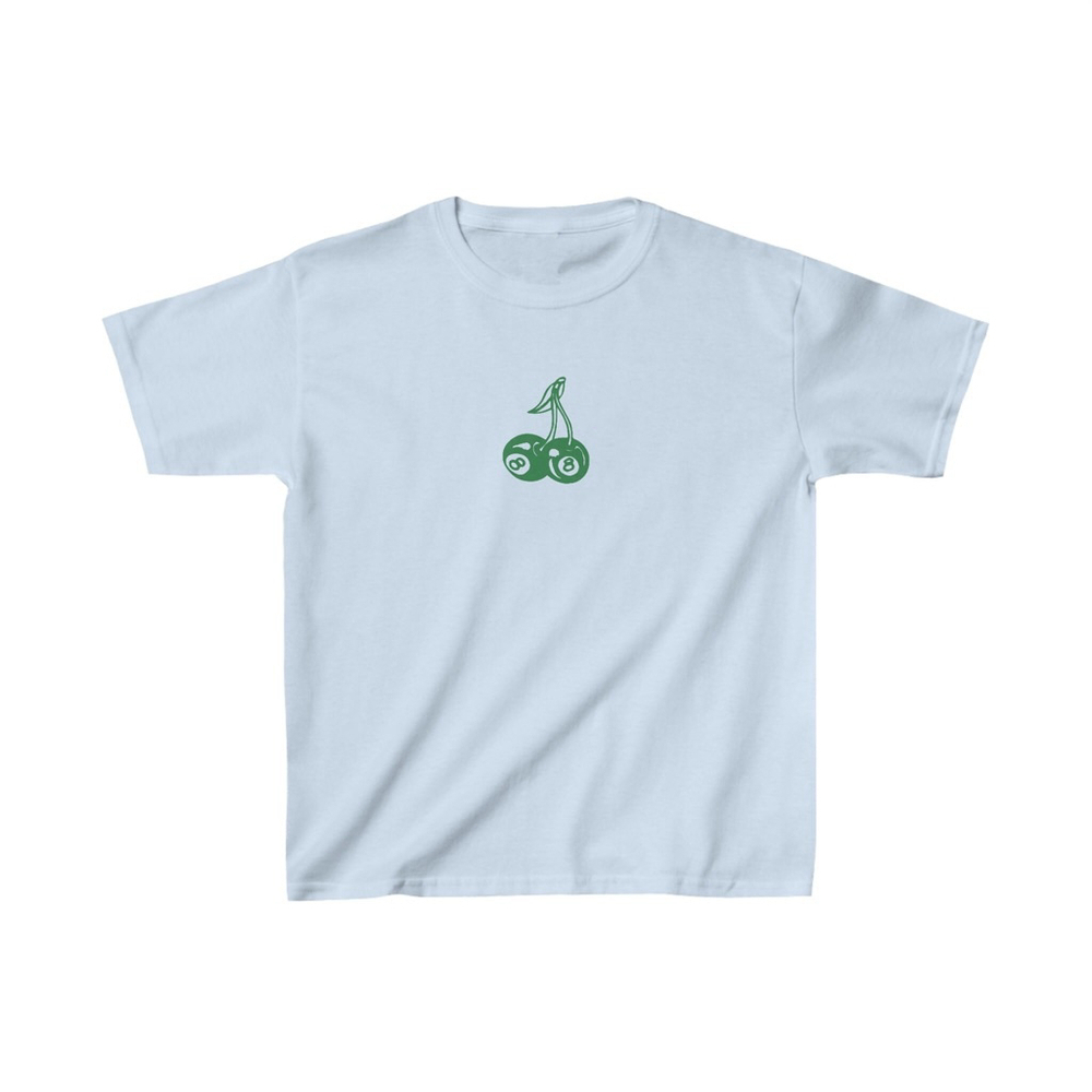 ElleTees White T Shirt with Green Cherry 8 Ball - Medium